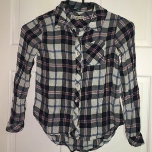 Girls pocketed flannel shirt